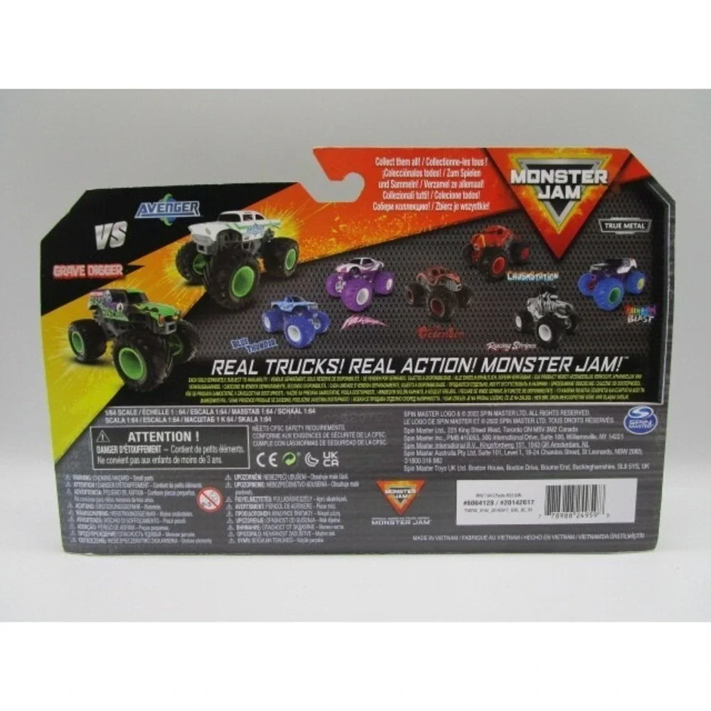 Spin Master Monster Jam Grave Digger Vs Avenger Die Cast Truck 1:64